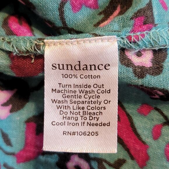 Sundance Floral Joy Button Down Shirt Long Sleeve Blue Purple Green Boho Size S - Picture 13 of 15